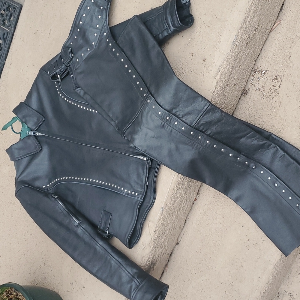 Leather riding coat